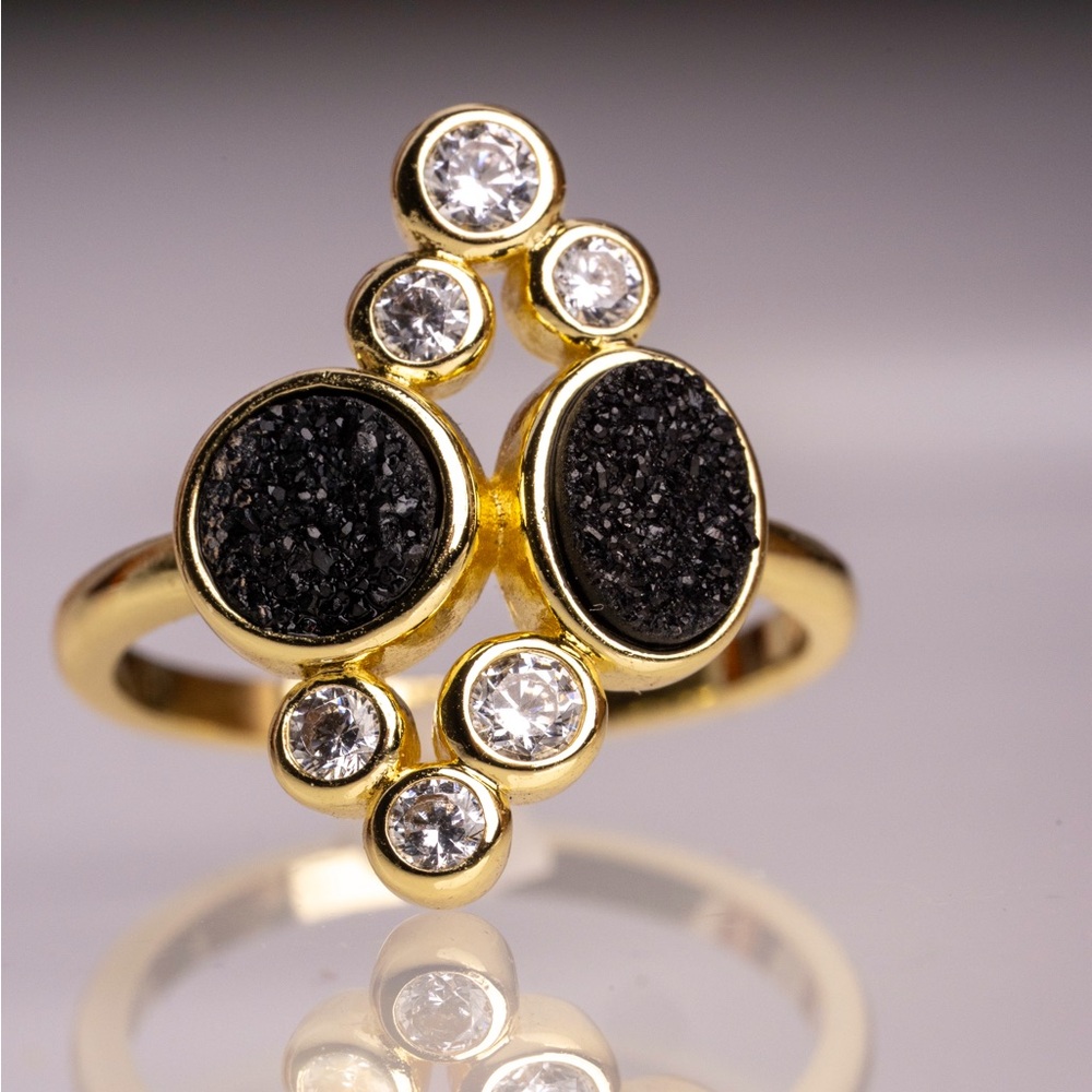 Druzy Stone Crystal‎ Cluster gold
Ring #1